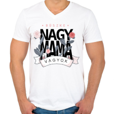 PRINTFASHION Büszke Nagymama vagyok - fekete felirat - Férfi V-nyakú póló - Fehér férfi póló