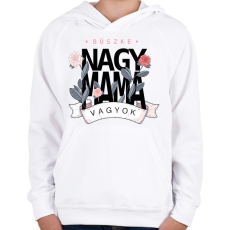 PRINTFASHION Büszke Nagymama vagyok - fekete felirat - Gyerek kapucnis pulóver - Fehér