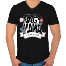 PRINTFASHION Büszke nagymama vagyok  - Férfi V-nyakú póló - Fekete