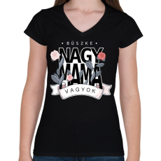 PRINTFASHION Büszke nagymama vagyok  - Női V-nyakú póló - Fekete