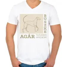 PRINTFASHION Büszke tulajdonos - Agár - Férfi V-nyakú póló - Fehér férfi póló