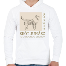 PRINTFASHION Büszke tulajdonos - Skót juhász - Férfi kapucnis pulóver - Fehér
