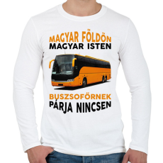 PRINTFASHION Buszsofőrnek párja nincsen - Férfi hosszú ujjú póló - Fehér