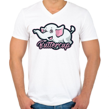 PRINTFASHION Buttercup - Férfi V-nyakú póló - Fehér férfi póló