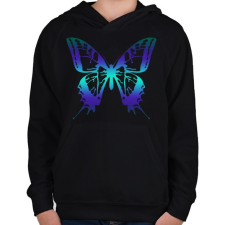 PRINTFASHION Butterfly - Gyerek kapucnis pulóver - Fekete gyerek pulóver, kardigán