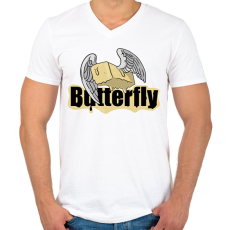 PRINTFASHION Butterfly szóvicc - Férfi V-nyakú póló - Fehér