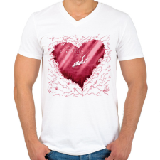 PRINTFASHION Búvár szív - Férfi V-nyakú póló - Fehér férfi póló