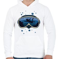 PRINTFASHION Búvárkodás világa - Férfi kapucnis pulóver - Fehér