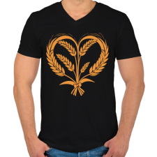 PRINTFASHION Búza szív - Férfi V-nyakú póló - Fekete férfi póló