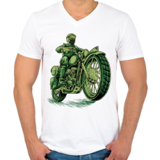 PRINTFASHION Cafe racer - Férfi V-nyakú póló - Fehér