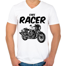 PRINTFASHION cafe racer - Férfi V-nyakú póló - Fehér