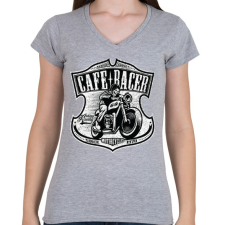 PRINTFASHION Café Racer futam - Női V-nyakú póló - Sport szürke női póló