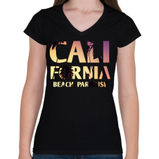 PRINTFASHION California BEACH Paradise - Női V-nyakú póló - Fekete