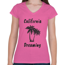 PRINTFASHION California Dreaming - Fekete - Női V-nyakú póló - Rózsaszín női póló