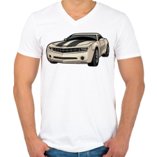 PRINTFASHION Camaro - Férfi V-nyakú póló - Fehér férfi póló