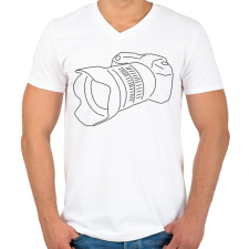 PRINTFASHION Camera - Férfi V-nyakú póló - Fehér férfi póló