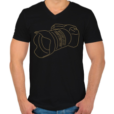 PRINTFASHION Camera - Férfi V-nyakú póló - Fekete