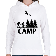 PRINTFASHION camping  - Női kapucnis pulóver - Fehér női pulóver, kardigán