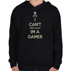 PRINTFASHION Can't keep calm - Gyerek kapucnis pulóver - Fekete