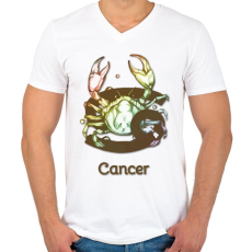 PRINTFASHION Cancer színes - Férfi V-nyakú póló - Fehér