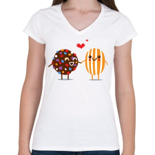 PRINTFASHION Candy Crush - Női V-nyakú póló - Fehér női póló