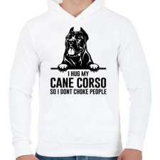 PRINTFASHION Cane Corso hug - Férfi kapucnis pulóver - Fehér férfi pulóver, kardigán