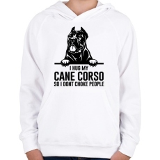 PRINTFASHION Cane Corso hug - Gyerek kapucnis pulóver - Fehér