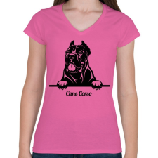 PRINTFASHION Cane Corso - Női V-nyakú póló - Rózsaszín női póló