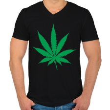 PRINTFASHION Cannabis  - Férfi V-nyakú póló - Fekete férfi póló