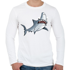 PRINTFASHION Cápa - Férfi hosszú ujjú póló - Fehér férfi póló