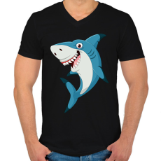 PRINTFASHION cápa - Férfi V-nyakú póló - Fekete