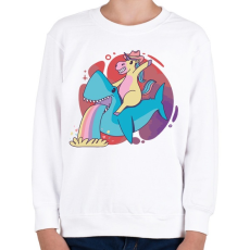 PRINTFASHION Cápa lovas ló - Gyerek pulóver - Fehér