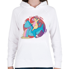 PRINTFASHION Cápa lovas ló - Női kapucnis pulóver - Fehér