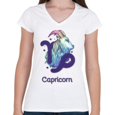 PRINTFASHION Capricorn színes - Női V-nyakú póló - Fehér női póló