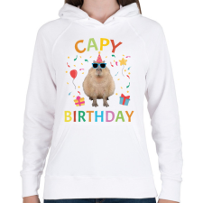 PRINTFASHION Capy Birthday party - Női kapucnis pulóver - Fehér női pulóver, kardigán