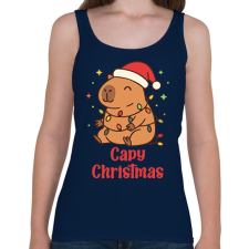 PRINTFASHION Capy Christmas - Női atléta - Sötétkék női trikó