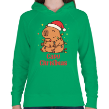 PRINTFASHION Capy Christmas - Női kapucnis pulóver - Zöld női pulóver, kardigán