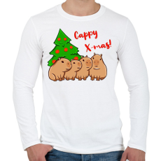 PRINTFASHION Capy xmas - Férfi hosszú ujjú póló - Fehér