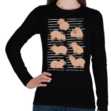 PRINTFASHION Capybara áradat - Női hosszú ujjú póló - Fekete női póló