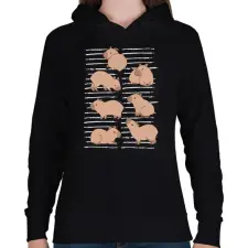 PRINTFASHION Capybara áradat - Női kapucnis pulóver - Fekete női pulóver, kardigán