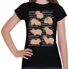 PRINTFASHION Capybara áradat - Női póló - Fekete