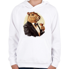 PRINTFASHION Capybara borral - Gyerek kapucnis pulóver - Fehér