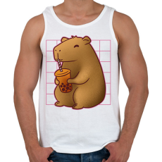 PRINTFASHION Capybara bubis teával - Férfi atléta - Fehér