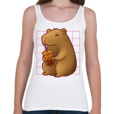 PRINTFASHION Capybara bubis teával - Női atléta - Fehér női trikó