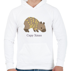 PRINTFASHION capybara család - karácsonyi fény - Férfi kapucnis pulóver - Fehér