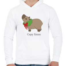 PRINTFASHION capybara család - koszorú - Férfi kapucnis pulóver - Fehér