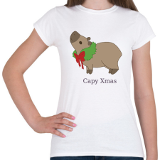 PRINTFASHION capybara család - koszorú - Női póló - Fehér női póló