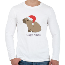 PRINTFASHION capybara család - mikulás - Férfi hosszú ujjú póló - Fehér férfi póló