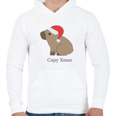 PRINTFASHION capybara család - mikulás - Férfi kapucnis pulóver - Fehér