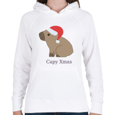 PRINTFASHION capybara család - mikulás - Női kapucnis pulóver - Fehér